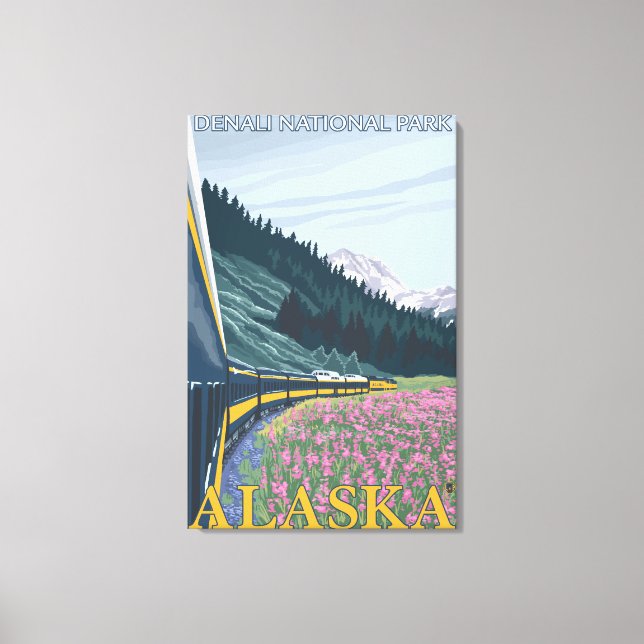 Alaska Railroad Scene - Denali Nat'l Park, Alask Canvas Print (Front)