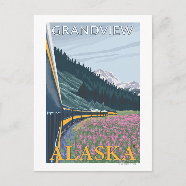 Alaska Railroad Scene - Grandview, Alaska Postcard (Front)