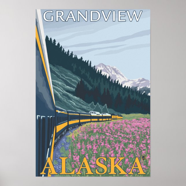 Alaska Railroad Scene - Grandview, Alaska Poster (Front)