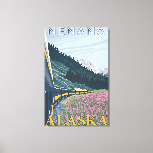 Alaska Railroad Scene - Nenana, Alaska Canvas Print (Front)