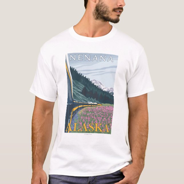 Alaska Railroad Scene - Nenana, Alaska T-Shirt (Front)