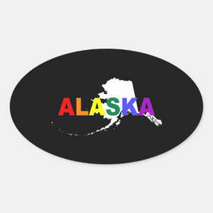 Alaska Rainbow State 2 Oval Sticker