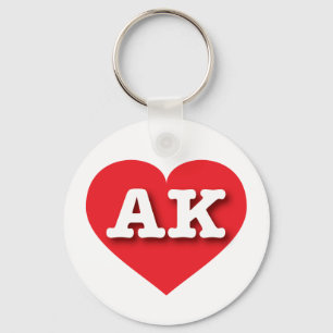 Alaska Red Heart - I love AK Key Ring