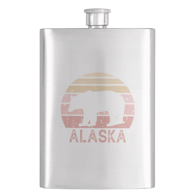 Alaska Retro Bear Hip Flask (Front)