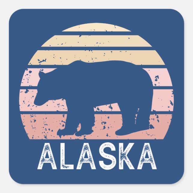 Alaska Retro Bear Square Sticker (Front)