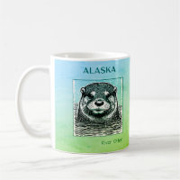Alaska River Otter Portrait -Blue and Green