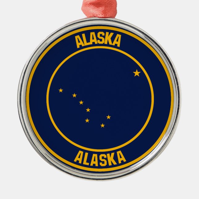 Alaska Round Emblem Metal Tree Decoration (Front)