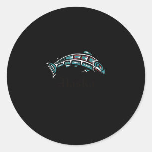 Alaska Salmon Fishing Native American Indigenous Classic Round Sticker