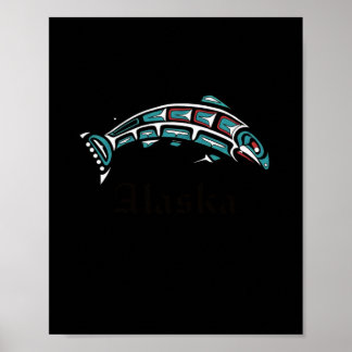 Alaska Salmon Fishing Native American Indigenous Poster