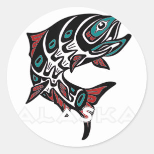 Alaska Salmon Fishing Native American Indigenous T Classic Round Sticker