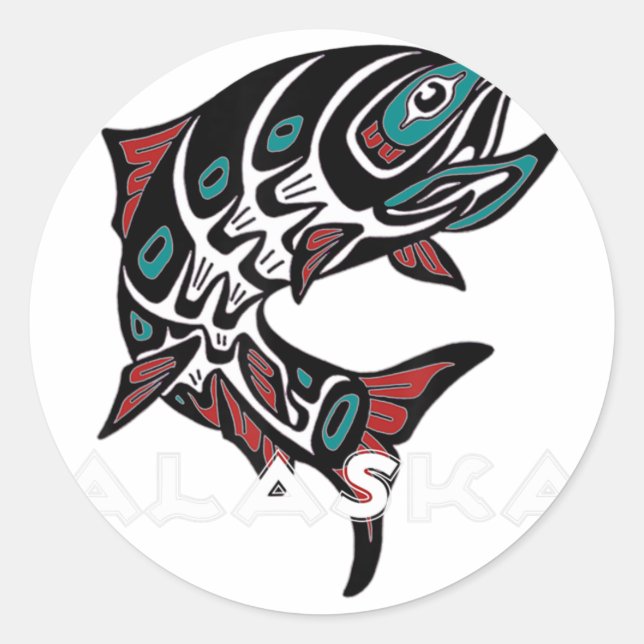 Alaska Salmon Fishing Native American Indigenous T Classic Round Sticker (Front)