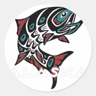 Alaska Salmon Fishing Native American Indigenous T Classic Round Sticker