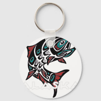 Alaska Salmon Fishing Native American Indigenous T Key Ring