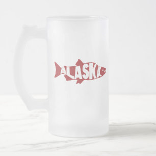 Alaska Salmon Frosted Glass Beer Mug