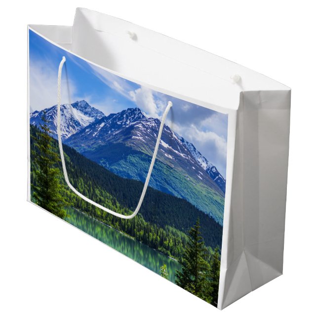 Alaska Scenic Byway Mountain Large Gift Bag (Front Angled)