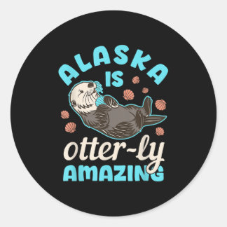 Alaska Sea Otter Vacation Souvenir  Classic Round Sticker