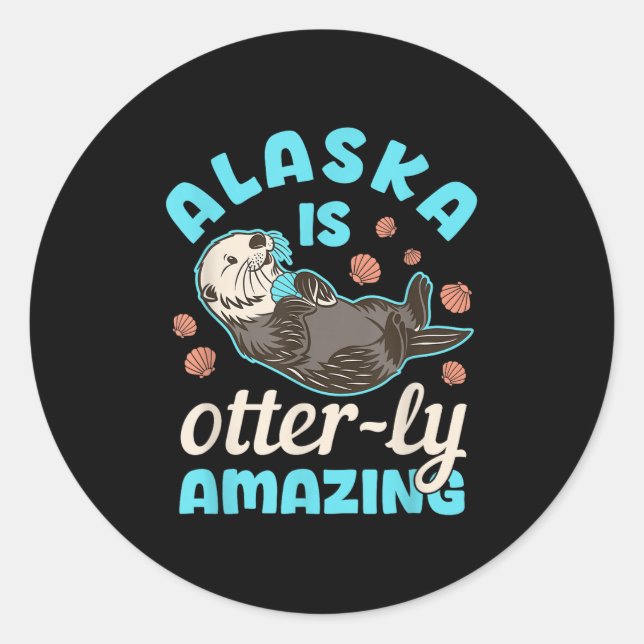 Alaska Sea Otter Vacation Souvenir  Classic Round Sticker (Front)