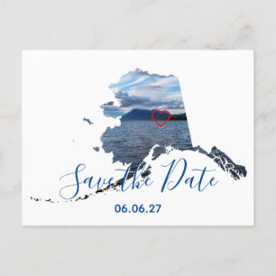 Alaska Shape Photo Heart Outline Save the Date Announcement Postcard