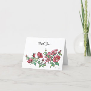 Alaska Sitka Rose w/Bumble Bee Watercolor Designed Thank You Card