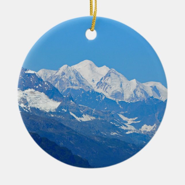 Alaska Snow Mountains Photo Ceramic Tree Decoration (Front)