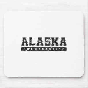Alaska Snowboarding Black Vintage Text Mouse Mat