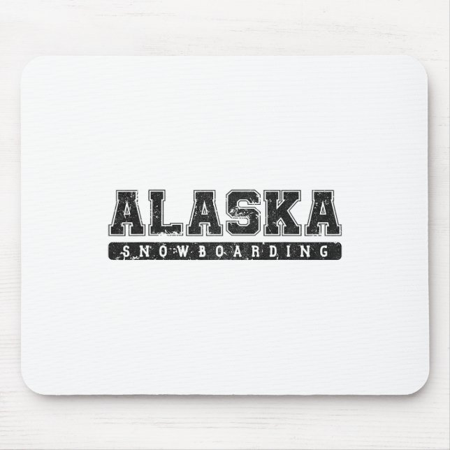 Alaska Snowboarding Black Vintage Text  Mouse Mat (Front)