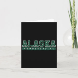 Alaska Snowboarding Green Vintage Text Card