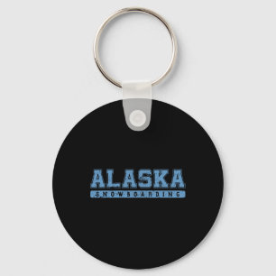 Alaska Snowboarding Sky Blue Vintage Text Key Ring