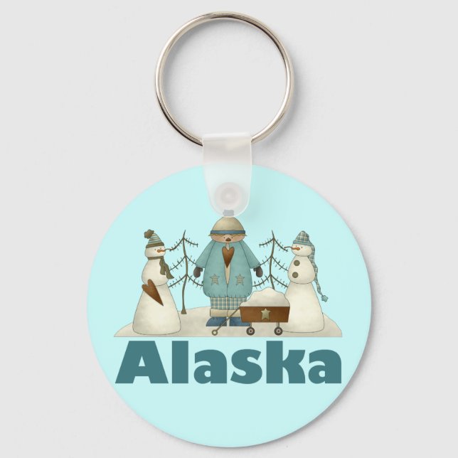 Alaska Snowmen T-shirt Gift Key Ring (Front)