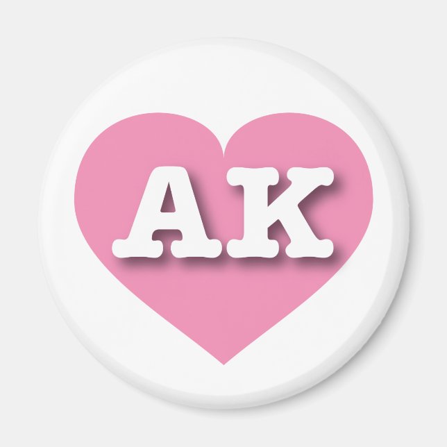 Alaska Solid Pink Heart - I love AK Magnet (Front)