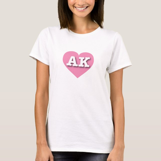 Alaska Solid Pink Heart - I love AK T-Shirt (Front)