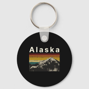 Alaska Souvenir Hiking Mountains Sunset Vintage Su Key Ring