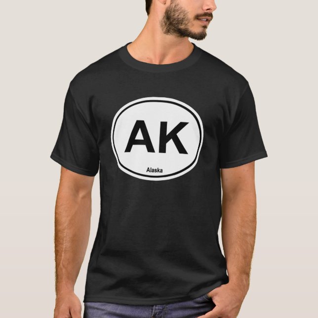 Alaska State Abbreviation AK Oval Bumper Sticker T-Shirt (Front)