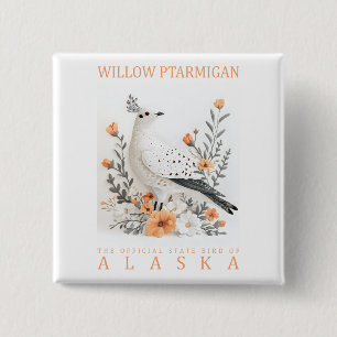 Alaska State Bird Art Print Elegant Willow Ptarm 15 Cm Square Badge