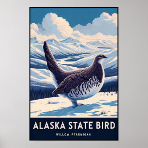 Alaska State Bird - Willow Ptarmigan Vintage Poster