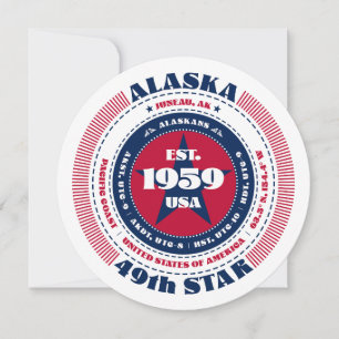 Alaska State Circular Typography Flat Card