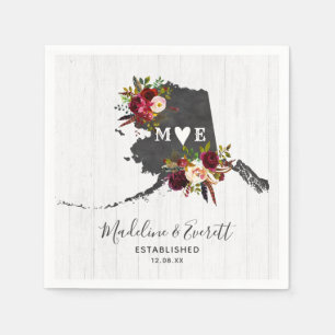 Alaska State Destination Rustic Wedding Monogram Napkin