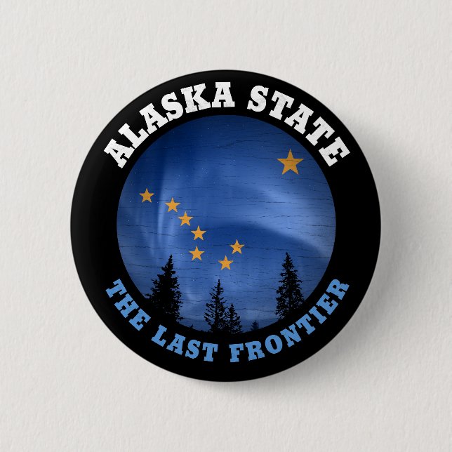 ALASKA STATE FLAG 6 CM ROUND BADGE (Front)