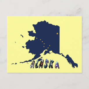 Alaska State Flag Blue Map & Yellow Stars Travel Postcard