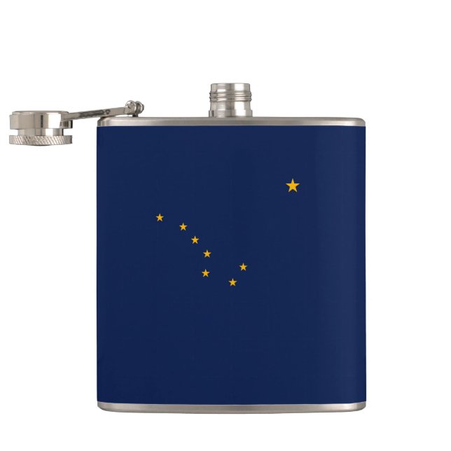 Alaska State Flag Design Hip Flask (Opened)