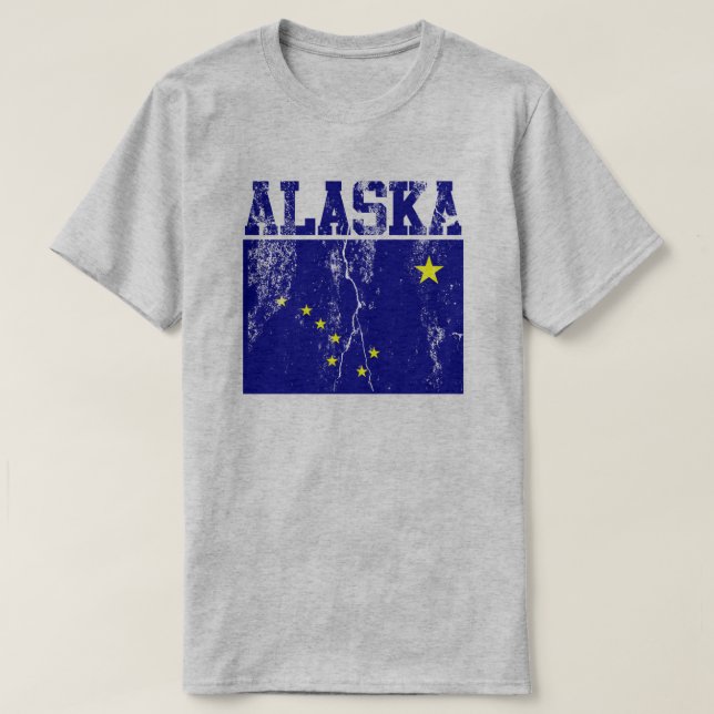 Alaska State Flag T-Shirt (Distressed) (Design Front)