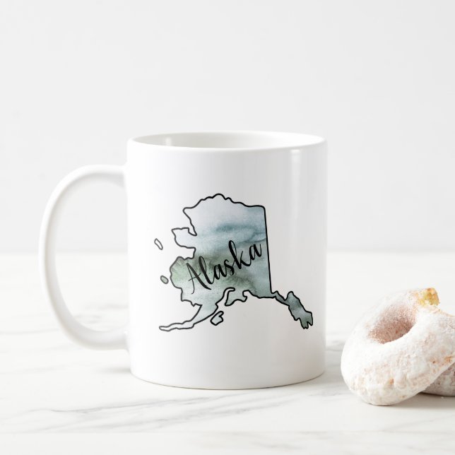 Alaska State Illustration Coffee Mug (With Donut)