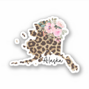 Alaska State Leopard Print With Flowers
