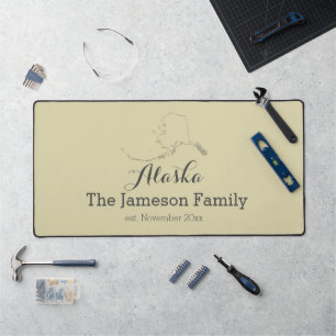 Alaska state map outline family personalised   desk mat