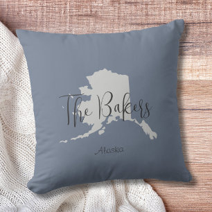 Alaska State Outline Family Name Throw Pillow