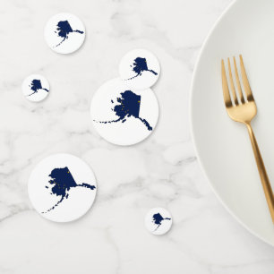 Alaska State Outline Map and Flag Confetti
