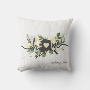 Alaska State Personalised Your Home City Rustic Cushion