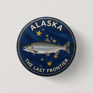 Alaska State Pride 🐋 Blue Ocean Imagery 3 Cm Round Badge