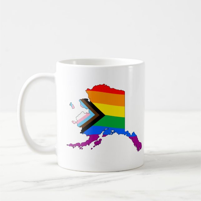 Alaska State Pride LGBTQ Progress Pride Coffee Mug (Left)
