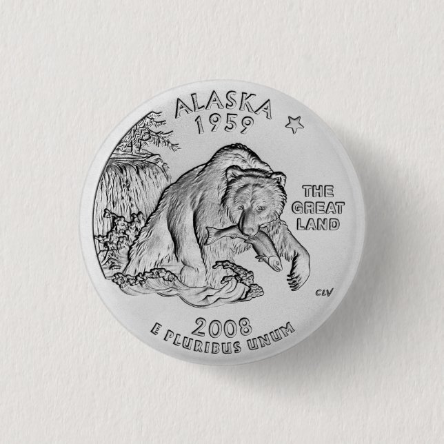Alaska State Quarter Button (Front)